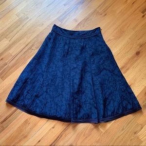 Talbots navy blue silk/cotton A-line skirt sz 12